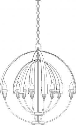Circular Shape Traditional Chandelier Front Elevation dwg Drawing