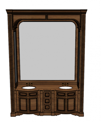 Classical wooden cabinet with bathroom vanity 2 sinks skp