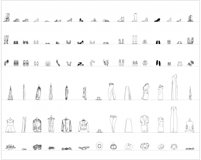 Clothes and shoes CAD collection dwg