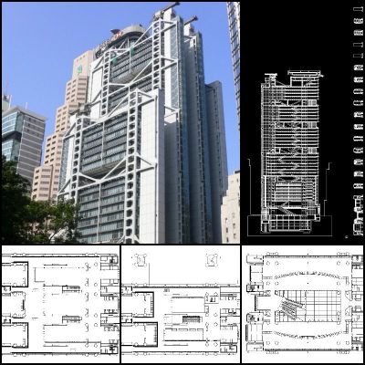 【世界的に有名な建築CAD図面】HSBC香港銀行