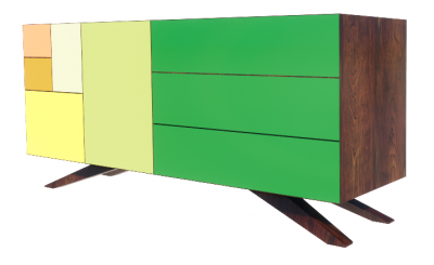 Color wooden  cabinet revit model