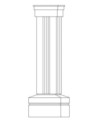 Column-Wood Craftsm Quad 8x8 posts with Capital Revit Family