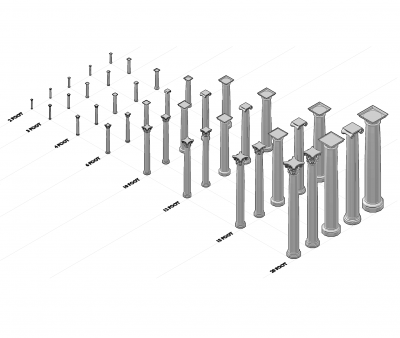 Colunas 3D CAD coleção dwg