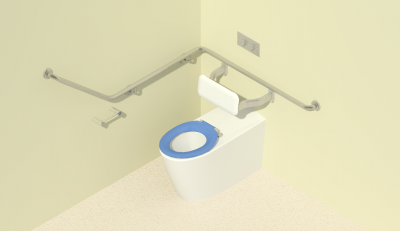 Concealed Cistern with Angled grabrails for People with Disabilities Revit Family