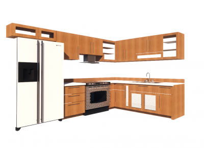 Kitchen cabinet with equipment revit model