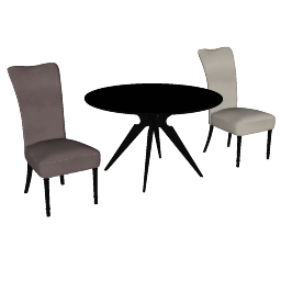Dark circle dinning table with 2 chairs skp