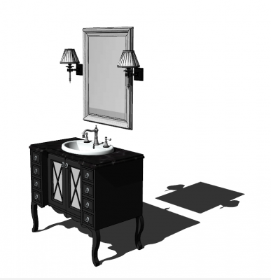 Dark marble bathroom vanity sink with dark wooden under carbinet skp