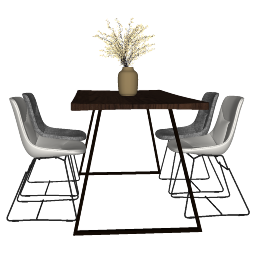 Dark plastic dinning table with 4 plastic chairs skp