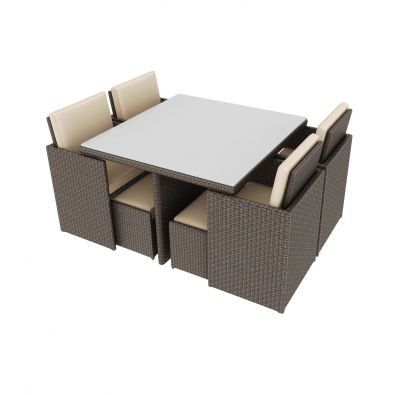 Cube rattan dining set 3DS Max and FBX models.
