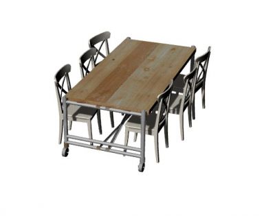 Industrial design dining table and chairs 3D Rhino 3D model.3dm format