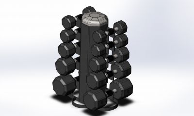 Dumb bell rack model in solidworks
