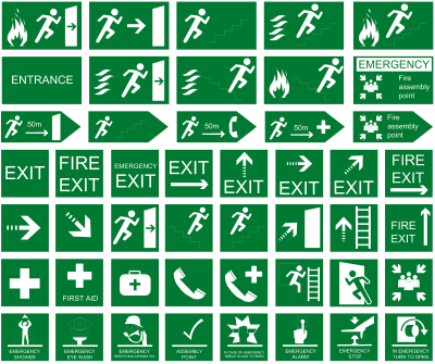 Emergency exit signs CAD collection dwg