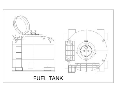 Tanque de combustible con metal o acero .dwg