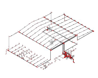 MEP (Plano 2D & 3D do esquema de proteção contra incêndios e sistema de espuma)