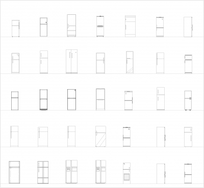 Fridge elevations CAD collection dwg