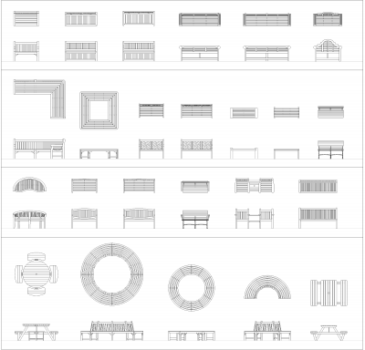 Садовая скамья CAD коллекция dwg