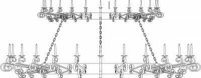 Gothic Traditional Church Chandelier Rear Elevation dwg Drawing