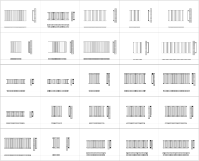Горизонтальные радиаторы CAD коллекции dwg blocks