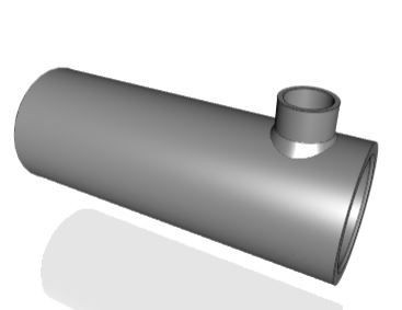 Turned cylinder tube with welded threaded port Autocad 3d file