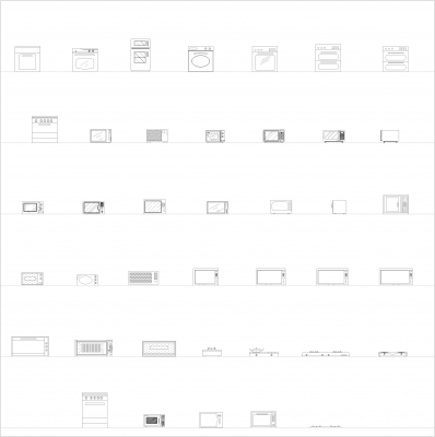 Kitchen ovens and microwaves CAD collection in dwg format.