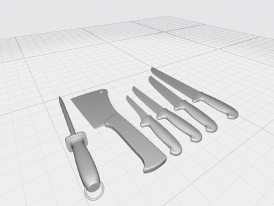 Набор ножей для кухонного декора 13 (3ds Max 2019)