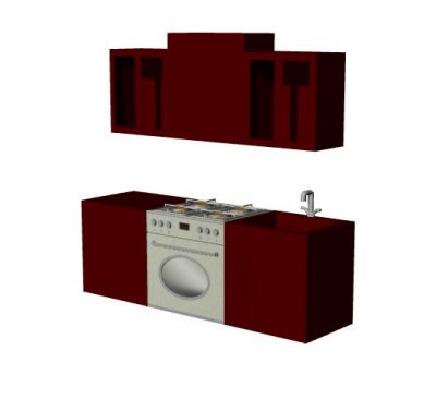 Kitchen platform with wall cabinet 3d model .3dm fromat