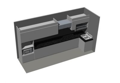 Modern fully equipped kitchen platform design 3d model .3dm format