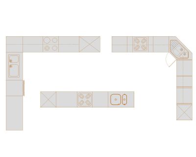Kitchen layout design plans AutoCAD download - dwg 
