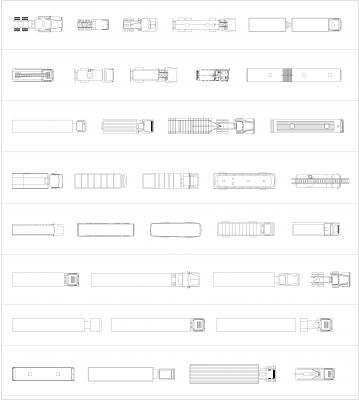 Caminhões e ônibus em plano CAD coleção dwg