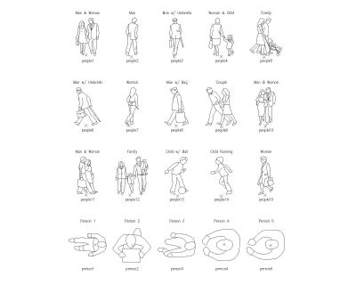 Símbolos de caminhada para homens e mulheres .dwg