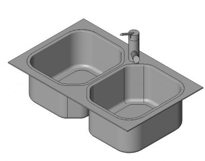 Sink Kitchen - Normal 2 Basins Revit Family
