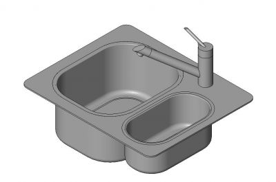 Sink Kitchen - Small 2 Basins Revit Family