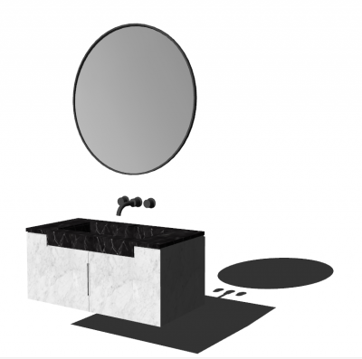 Marble bathroom vanity sinks with circle mirror skp