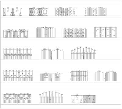 Metal Driveway Gates CAD Collection dwg