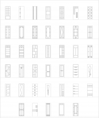 Modern front doors elevations CAD collection 2 dwg