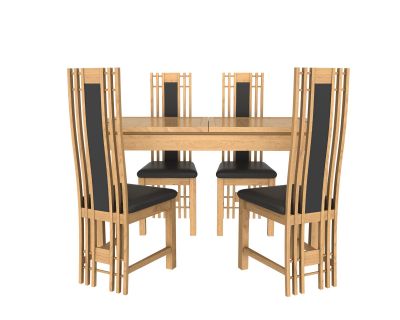 Oak dining table & chairs 3DS Max models and FBX models