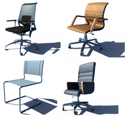 Cadeiras de escritório 3d max VRAY collection