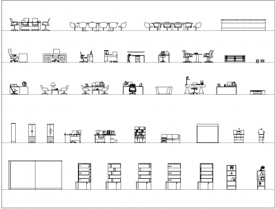 Office furniture designs elevation CAD collection