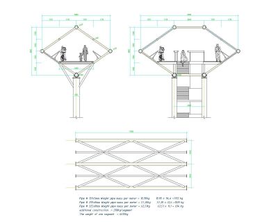 Pedestrian Bridge with single & double support .dwg