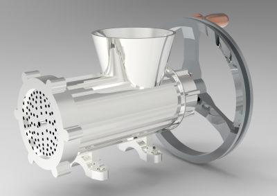 Modello CAD 3D Fusion 360 di tritacarne nuovo