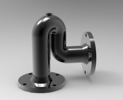 Autodesk Inventor 3D CAD Model of  Flanged type bend pipe 
