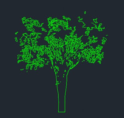Format DWG de la vue d'élévation de l'arbre