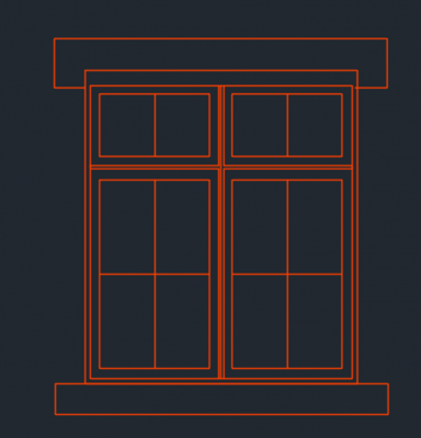 Format DWG d'élévation de fenêtre