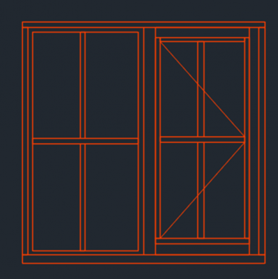 Double panel window elevation dwg format