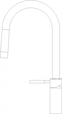 Pull Down Stainless Steel Faucet Right Side Elevation dwg Drawing