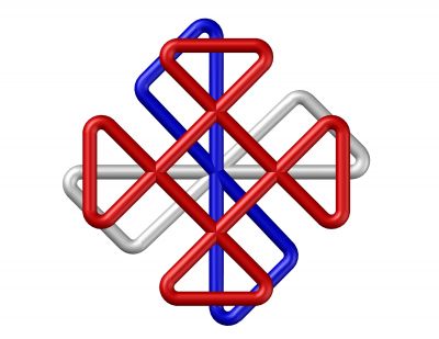 CELTIC KNOT, RED, WHITE, AND BLUE