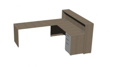 L shaped reception desk 3d model .3dm format