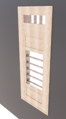 Single window  with 2 wooden lite 1 glass lite and vent light revit model