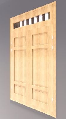 2-door window with 3 wooden lite and long vent light revit model
