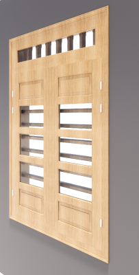 2-door window with 2 wooden light 3 glass lite  and vent light revit model 